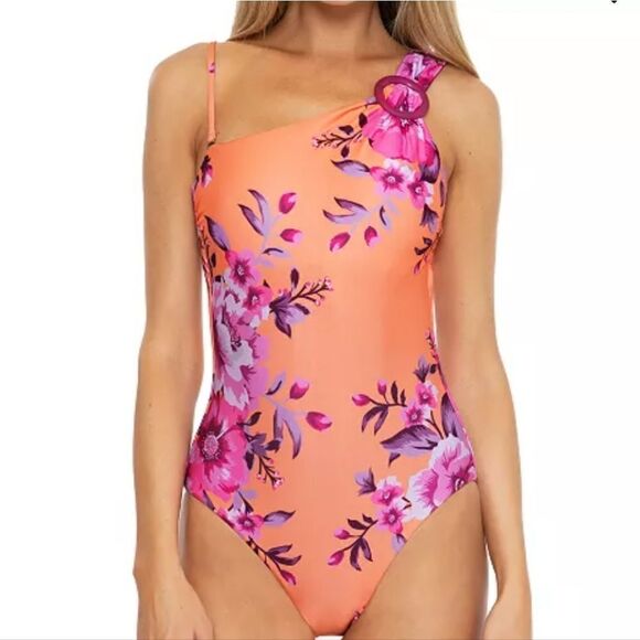 Becca Virtue In Full Bloom Arabella Floral Print One Shoulder One Piece … - Picture 1 of 14
